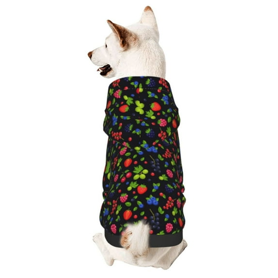 Honeii Berries Print Small Dog Hoodies Pet Hooded Sweatshirts Fall Winter Puppy Cat Sweaters Warm Clothes for Small Dogs Outfits Costume-Medium