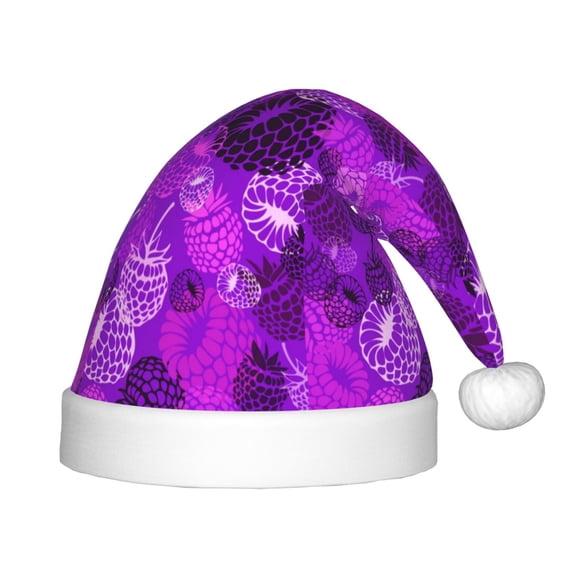 Honeii Berry Raspberry Print Hat Santa Claus Hat For Xmas Party, Christmas Caps For Boys Girls Child,Christmas Beanie