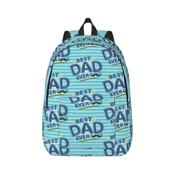 Honeii Best Dad Ever Print Canvas College Laptop Backpack, Durable Rucksack Travel Notebook Bag School Backpack Book Bag for Men Women-Medium