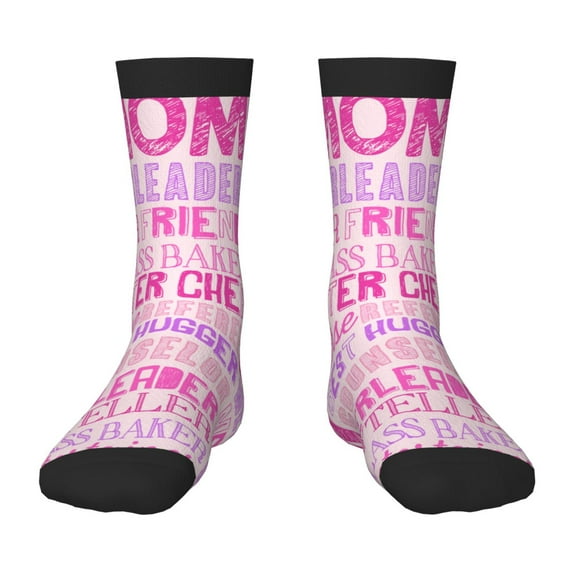 Honeii Best Mom ever Print Children's Colorful Socks,Unisex Kids and Toddlers' Cushioned Sock,Kids Athletic Crew Socks,for Everyday Wear and Sports