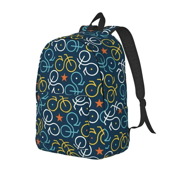 Honeii Bicycle Colorful Print Canvas Backpack for School & Outdoor,Laptop Excursion Backpack,Notebook School Bookbag For Men Women,for Work, Travel, and Everyday Use-Medium
