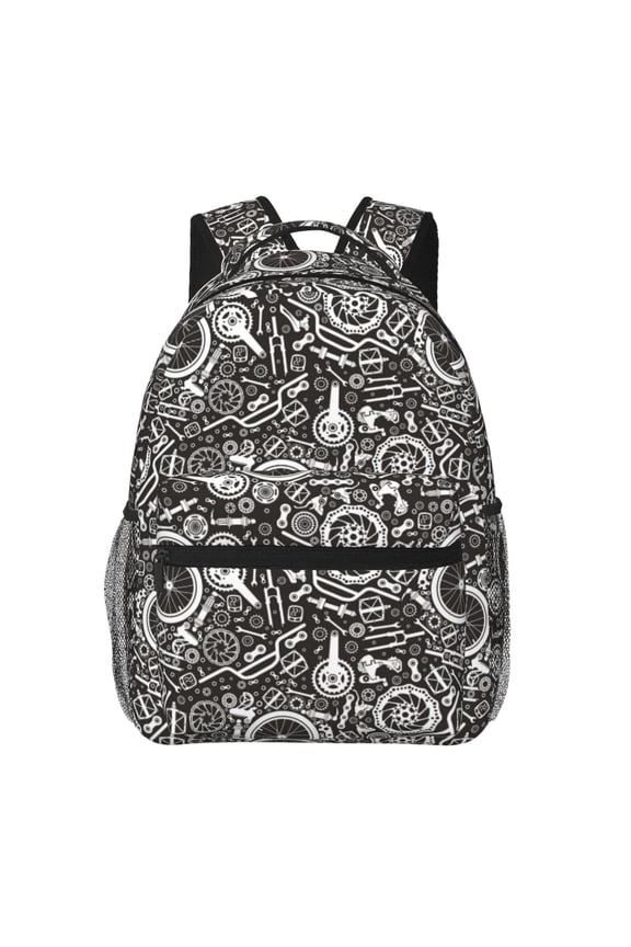 Bicycles Parts Print Backpack for Both Men and Women, Basic Bookbag for College, Work, or Travel,Rucksack Computer Bag-One Size