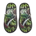 thumbnail image 1 of Honeii Big Bass Fish Print Furry Slippers Bedroom Slippers for Women and Men Fuzzy Plush Comfy Faux Fur Lined Slide Shoes -Medium, 1 of 8