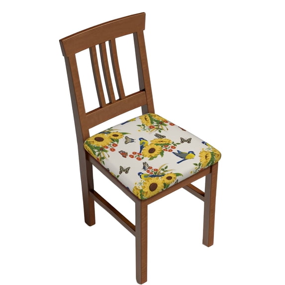Honeii Bird Sunflowers Print Square Cushion Cover with Elastic Band & Ties,Sofa Cushion Covers,Furniture Protector for Living Room,Washable Sofa Seat Slipcover-Six Piece
