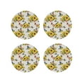thumbnail image 1 of Honeii Bird Sunflowers print Leather Coaster Set of 4, ideal for safeguarding your furniture from drinks spills and effortless cleanup-Round Shape, 1 of 6