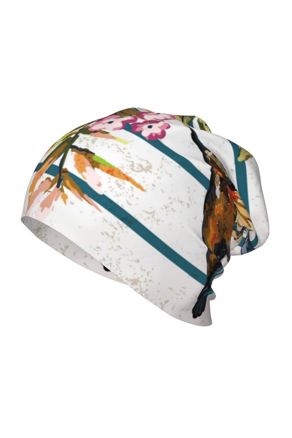Bird and Floral Print Kids Knit Beanie Watch Hat ,Knit Cap for Boys and Girls