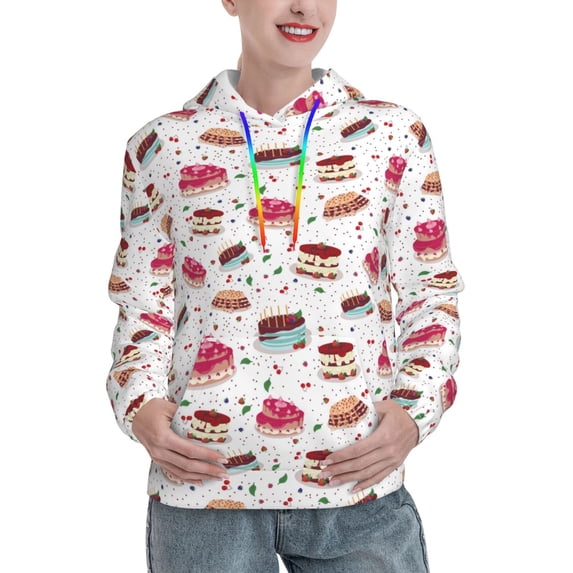 Honeii Birthday Cake Pattern Womens Oversized Hoodies Long Sleeve Sweatshirts Pullover Fall Outfits with Pocket-Large