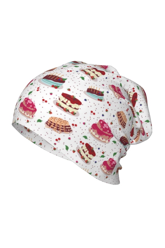 Birthday Cake Print Kids Knit Beanie Watch Hat ,Knit Cap for Boys and Girls