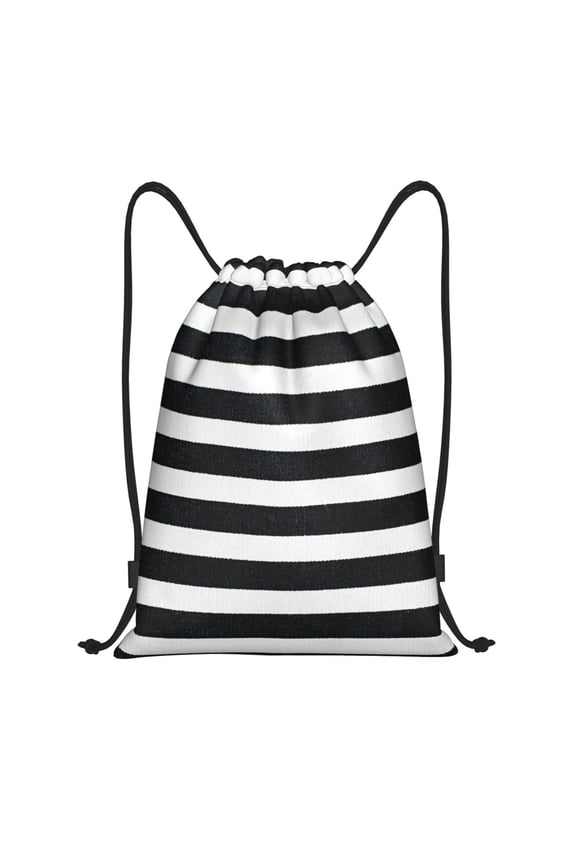 Black And White Stripes Print Drawstring Backpack,Drawstring Bags String Backpack Gym Cinch Sack Backpack Sport Bag Draw-Small