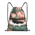 thumbnail image 1 of Honeii Black Cat Pink Bathroom Print Drawstring Backpack,Drawstring Bags String Backpack Gym Cinch Sack Backpack Sport Bag Draw-Small, 1 of 6