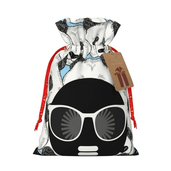 Honeii Black Head Woman with Panda Hair Print Small Burlap Bags,Christmas Drawstring Treat Bags Gift Bags Reusable Candy Goodie Wrapping Bags for Holiday Party Favors Supplies -Small