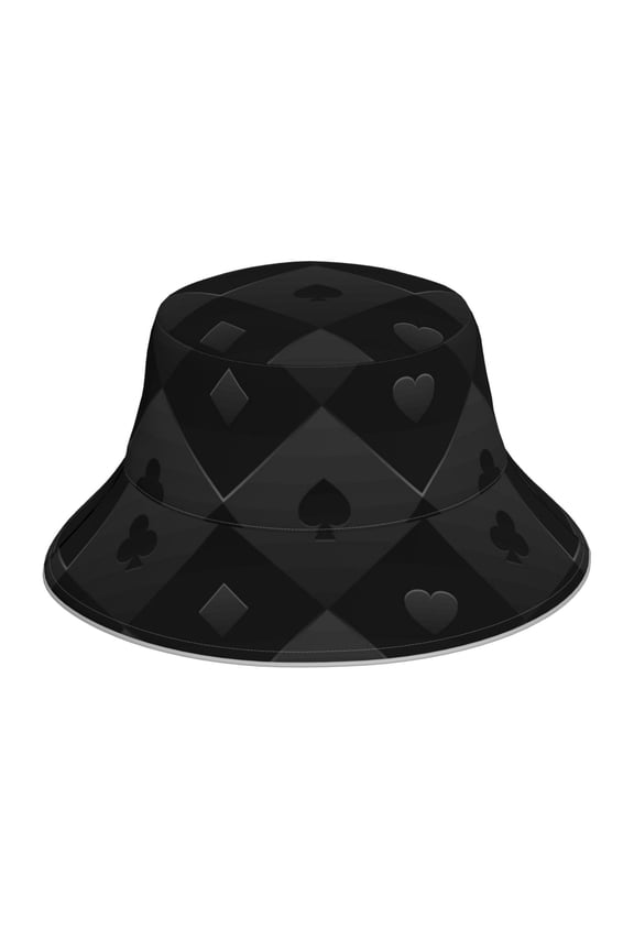 Black Poker for Unisex Bucket Hat Waterproof Rain Hat Reversible Shiny Rave Bucket Hat for Concert Festival Boonie Cap