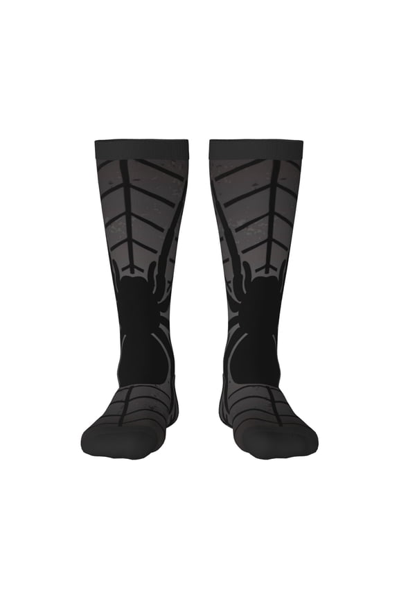 Black Spider On Web 1 Print Long Socks,Novelty Design Socks Gift for Men and Women,Crew Socks,Calf Socks
