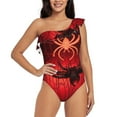 thumbnail image 1 of Honeii Black Spider Web With Spiders for women's one-piece swimsuit featuring a chic one-shoulder design experience elegance and style in the water-X-Large, 1 of 6