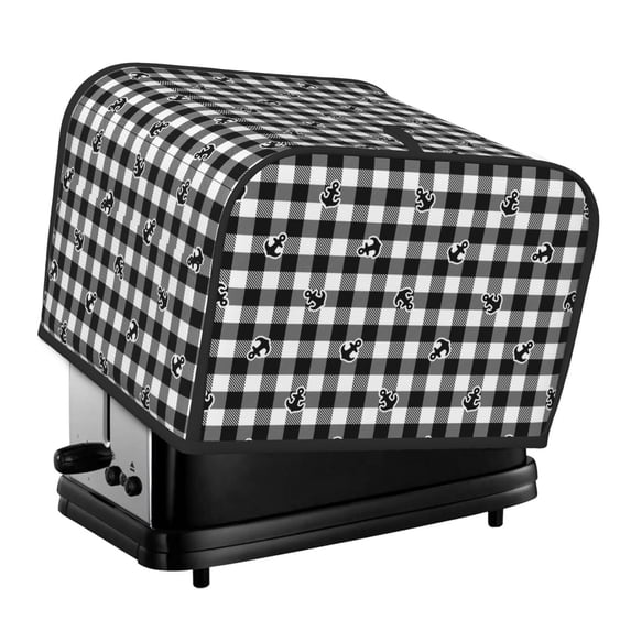 Honeii Black Tartan Plaid Print 4 slice Toaster Cover, Two Slice Toaster Dust-proof Cover For Kitchen Small Appliance and Fingerprint Protection
