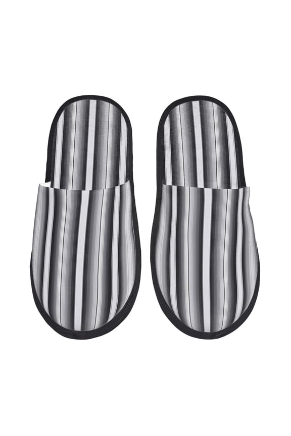 Black White Gray Mexican Blanket Serape Stripes Print Furry Slippers Bedroom Slippers for Women and Men Fuzzy Plush Comfy Faux Fur Lined Slide Shoes -Medium