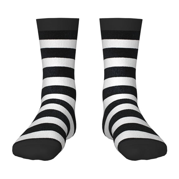Honeii Black And White Stripes Print Children's Colorful Socks,Unisex Kids and Toddlers' Cushioned Sock,Kids Athletic Crew Socks,for Everyday Wear and Sports