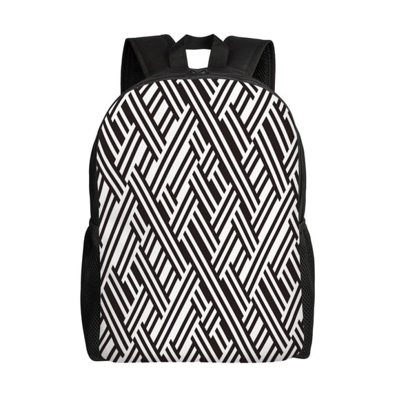 Honeii Black White Stripes Print Laptop Backpack for Work, College, Travel, Daily Backpacks for Men Women, Sport Rucksack,Computer Bag