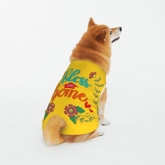 Honeii Bless This Home Pattern 100% Cotton Dog Clothes Dog Costumes Doggie Shirts Puppy Shirt Pet Vest Tank Top Cat Tee-