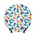 thumbnail image 1 of Honeii Block Dinosaur Print Elegant Bone China Decorative Plate, Porcelain Plate,Art Crafts,Ceramic Ornaments for Home Office Wall Decor-6in, 1 of 6