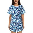 thumbnail image 1 of Honeii Blue Butterflies for Women's Summer Pajama Set featuring Soft Short Sleeve Shirt & Matching Bottoms with Convenient Pockets for Relaxed Home Wear-4X-Large, 1 of 6