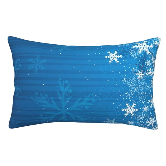 Honeii Blue Christmas Print Pillow Cases,Plush Throw Pillow Covers,Decorative Pillowcase for Sofa, Couch, Living Room-20"x30"