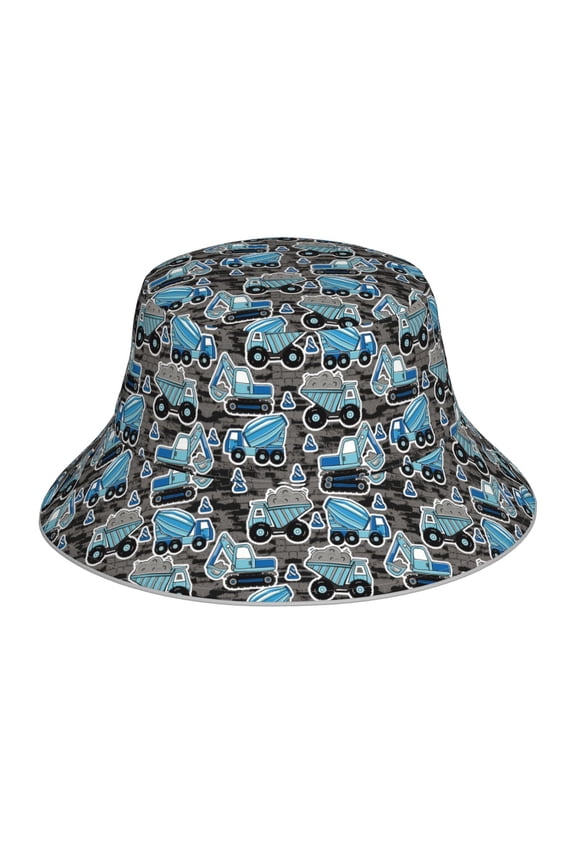 Blue Excavator for Unisex Bucket Hat Waterproof Rain Hat Reversible Shiny Rave Bucket Hat for Concert Festival Boonie Cap