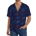 thumbnail image 1 of Honeii Blue Firework for Men's Short-Sleeved Button-Up Collared Shirt Featuring A Pocket, Perfect for Beach Vacations, And Travel Adventures.-X-Large, 1 of 5