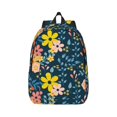 thumbnail image 1 of Honeii Blue Floral Print Canvas College Laptop Backpack, Durable Rucksack Travel Notebook Bag School Backpack Book Bag for Men Women-Small, 1 of 7