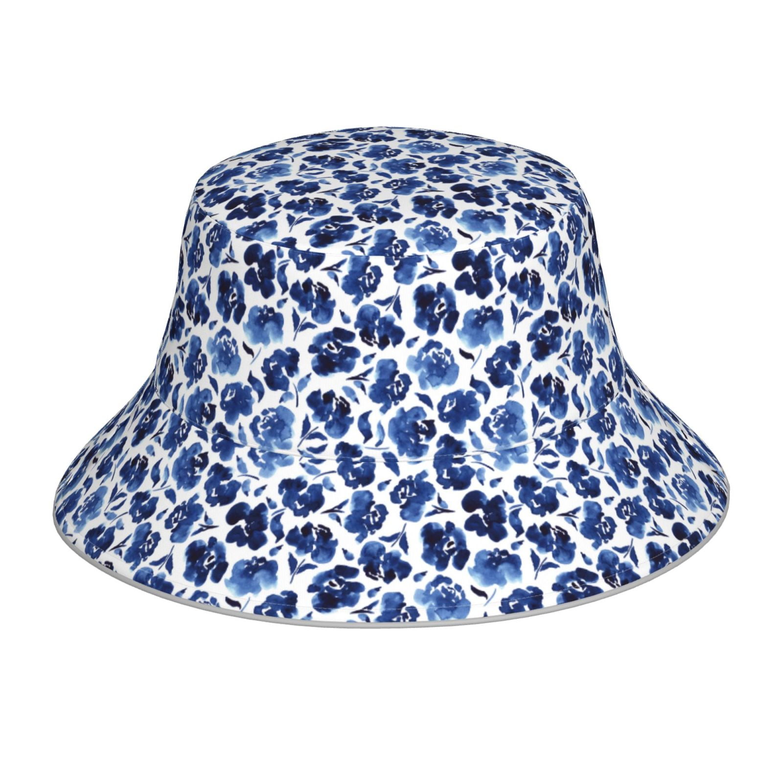 Honeii Blue Ink Flowers for Unisex Bucket Hat Waterproof Rain Hat ...