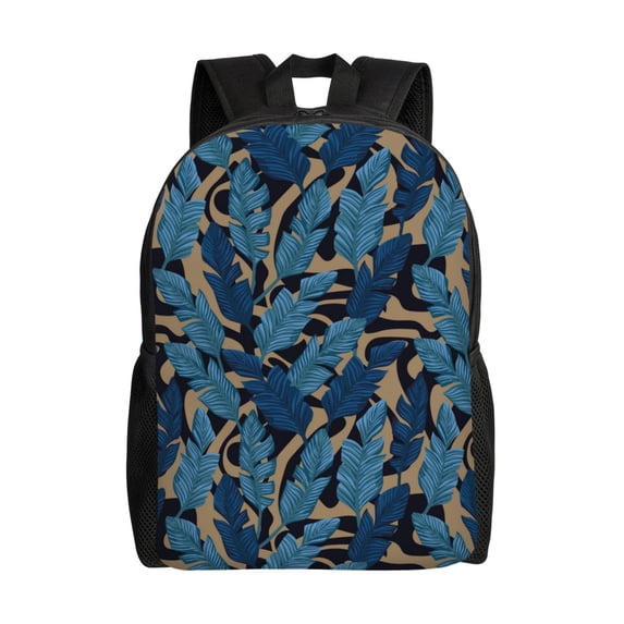 Honeii Blue Leaves A Print Laptop Backpack for Work, College, Travel, Daily Backpacks for Men Women, Sport Rucksack,Computer Bag