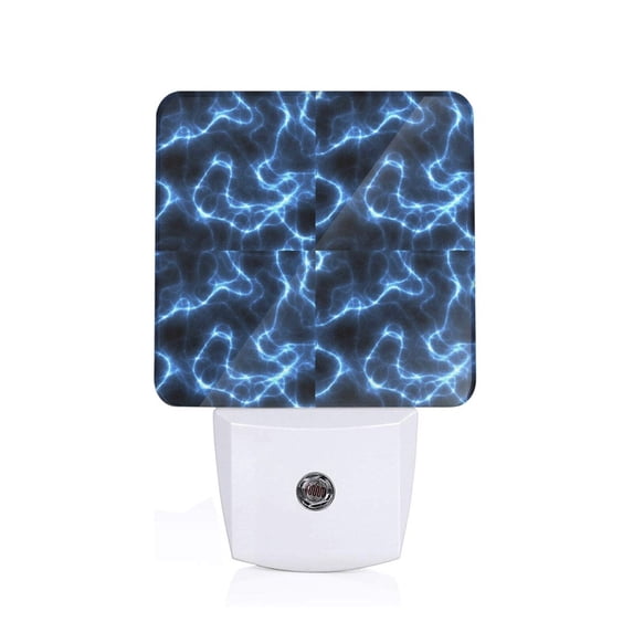 Honeii Blue Lightning Print LED Night Light with Light Sensor, Night Lights Plug Into Wall,Ideal for Bedrooms and Hallways-US