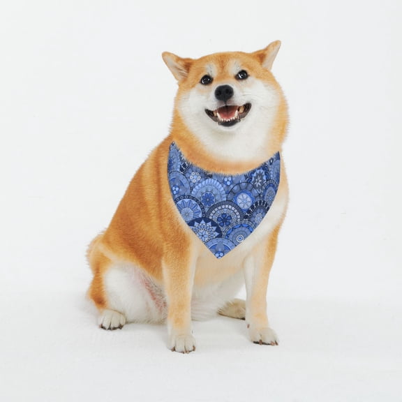 Honeii Blue Mandala Harmony Pattern Pet Scarf for Small Dogs and Cats,Washable Triangle Dog Scarfs with Adjustable Buckle,Dog Bandana-XX-Large