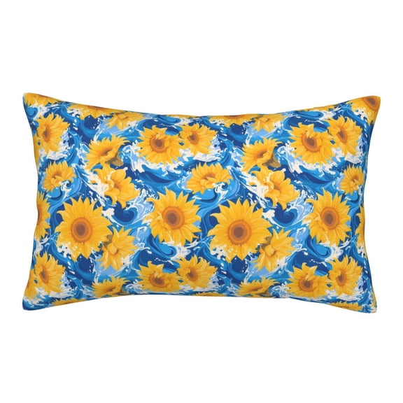 Honeii Blue Ocean Wave Sunflower Decorative Throw Pillow Case - Elevate Your Couch, Sofa, or Bed with Stylish Home Decor, Perfect Gift Idea-20"x30"