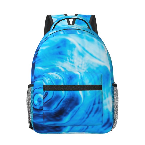 Honeii Blue Shell Print Backpack for School,15.6 inch Laptop Back Pack for High School and College Students, Waterproof Computer Bookbag-One Size