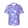thumbnail image 1 of Honeii Blue Skull Daisy Print Men’s Hawaiian Shirt,Classic Button-Down Short Sleeve Shirt, for Beach, Vacation, and Outdoor Activities,X-Large, 1 of 7