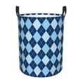 thumbnail image 1 of Honeii Blue Squares Print Laundry Hamper Basket,Baby Nursery Woven Storage Basket for Toys Bin,Pillows,Blankets,Clothes-Medium, 1 of 6
