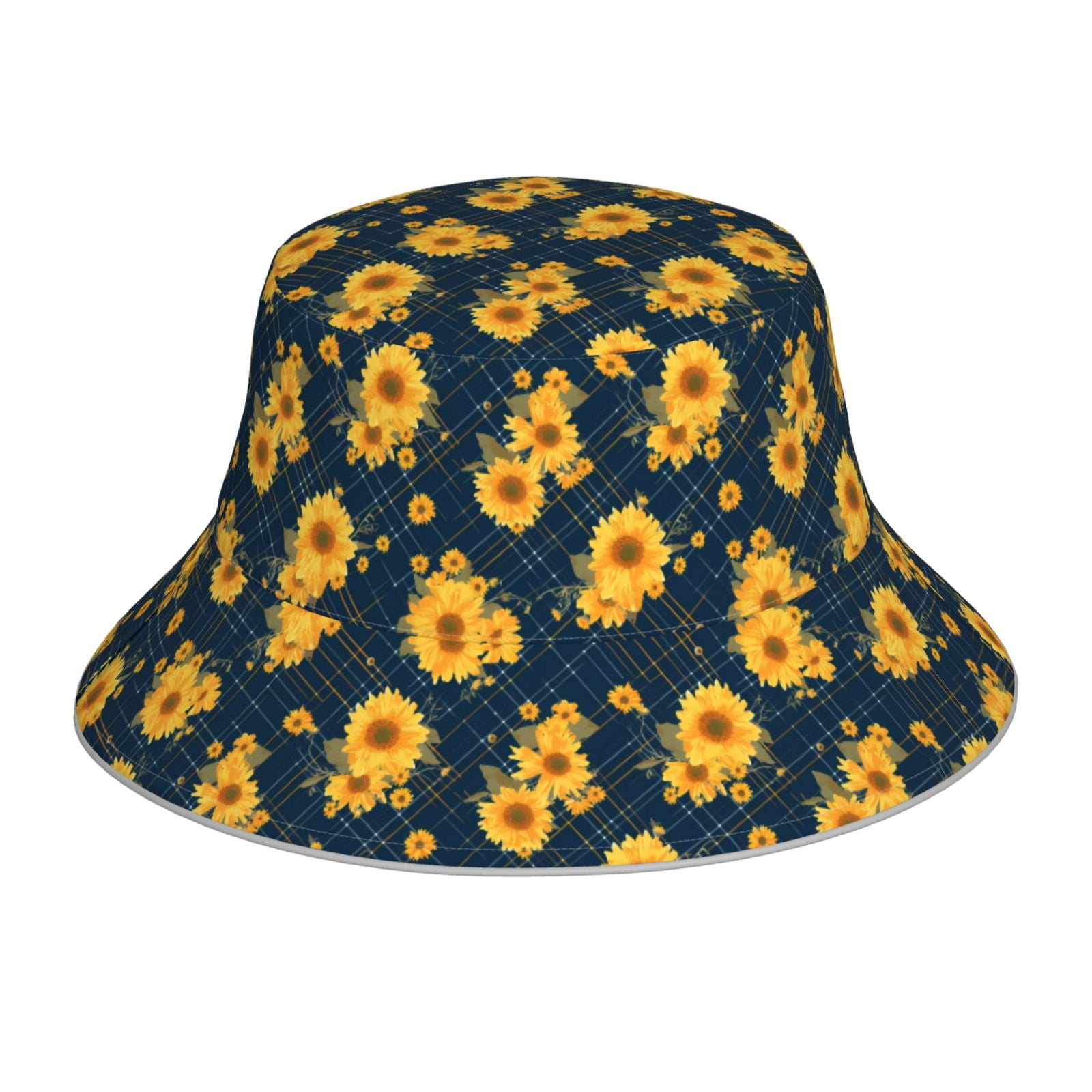 Honeii Blue Striped Sunflower A for Unisex Bucket Hat Waterproof Rain ...