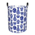 thumbnail image 1 of Honeii Blue Vases Print Laundry Hamper Basket,Baby Nursery Woven Storage Basket for Toys Bin,Pillows,Blankets,Clothes-Small, 1 of 6