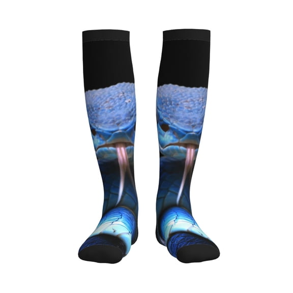 Honeii Blue Viper Snake 2 Print Sports Compression Socks,Running Crew Socks,Moisture-Wicking Anti-Blister Hiking&Gym Athletic
