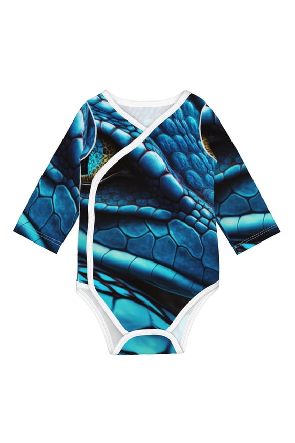 Blue Viper Snake Closeup Face for Baby Long Sleeve Bodysuits One-piece 100% Organic Cotton for Infant Baby Boys and Grils, Unisex-6 Months