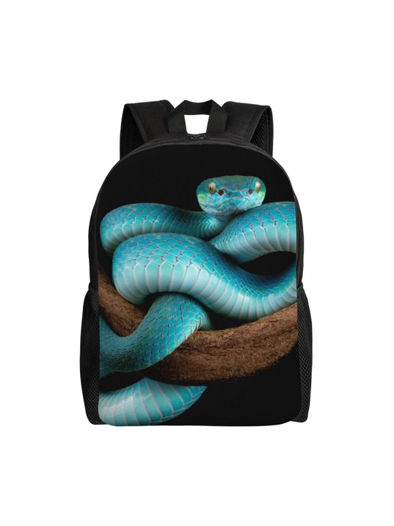 Blue Viper Snake Print Laptop Backpack for Work, College, Travel, Daily Backpacks for Men Women, Sport Rucksack,Computer Bag