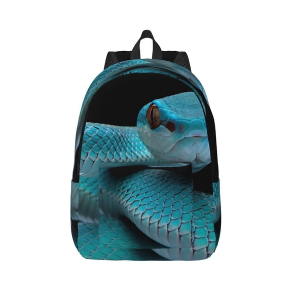 Honeii Blue Viper Snake1 Print Canvas College Laptop Backpack, Durable Rucksack Travel Notebook Bag School Backpack Book Bag for Men Women-