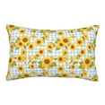 Honeii Blue White Plaid Sunflower Decorative Throw Pillow Case