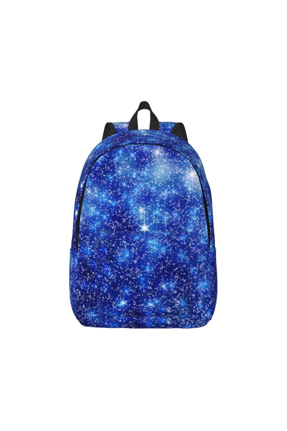 Blurred Star Snow Christmas Print Canvas College Laptop Backpack, Durable Rucksack Travel Notebook Bag School Backpack Book Bag for Men Women-Medium