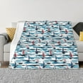 thumbnail image 1 of Honeii Boat In Ocean print throw blanket, crafted from cozy cotton flannel, offers versatile home decor as a bedding suitable for all seasons.-60"x50", 1 of 6