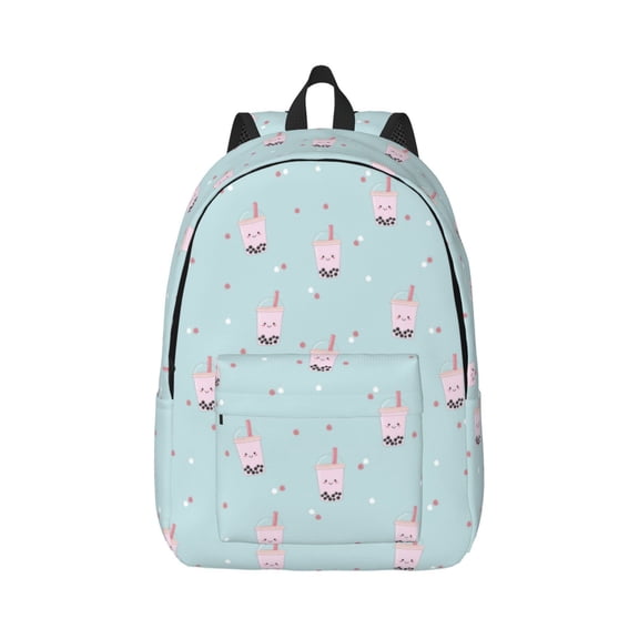 Honeii Boba Milk Tea F Print Canvas College Laptop Backpack, Durable Rucksack Travel Notebook Bag School Backpack Book Bag for Men Women-Medium