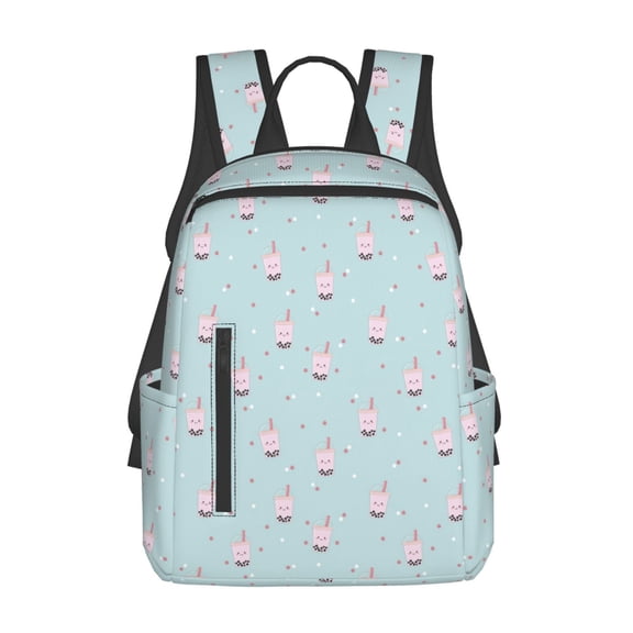 Honeii Boba Milk Tea F Print Lightweight Backpacks,Carry on Backpack,Durable Backpack for School, Work & Travel