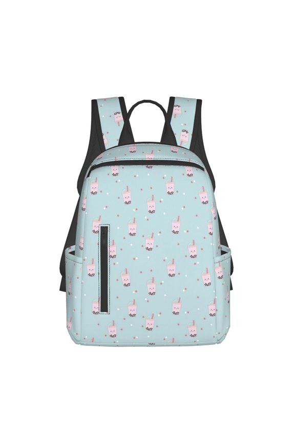 Boba Milk Tea F Print Lightweight Backpacks,Carry on Backpack,Durable Backpack for School, Work & Travel