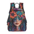 thumbnail image 1 of Honeii Bohemian Colorful Flower Woman Print Lightweight Backpacks,Carry on Backpack,Durable Backpack for School, Work & Travel, 1 of 7